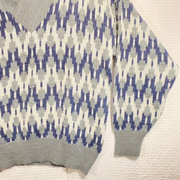 Vintage. '80's GIVENCHY Monsieur Shawl Neck Grey Geometric Pattern Mens Size XL - Picture 5 of 9